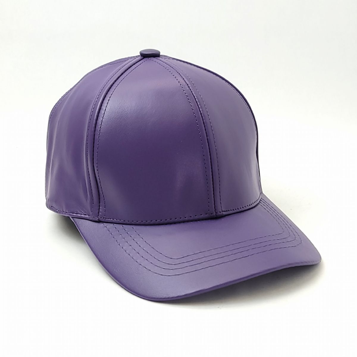 Plain Genuine Leather Baseball Cap - Multi Colours, OSFA, Made in USA Purple OSFA Plain Cap