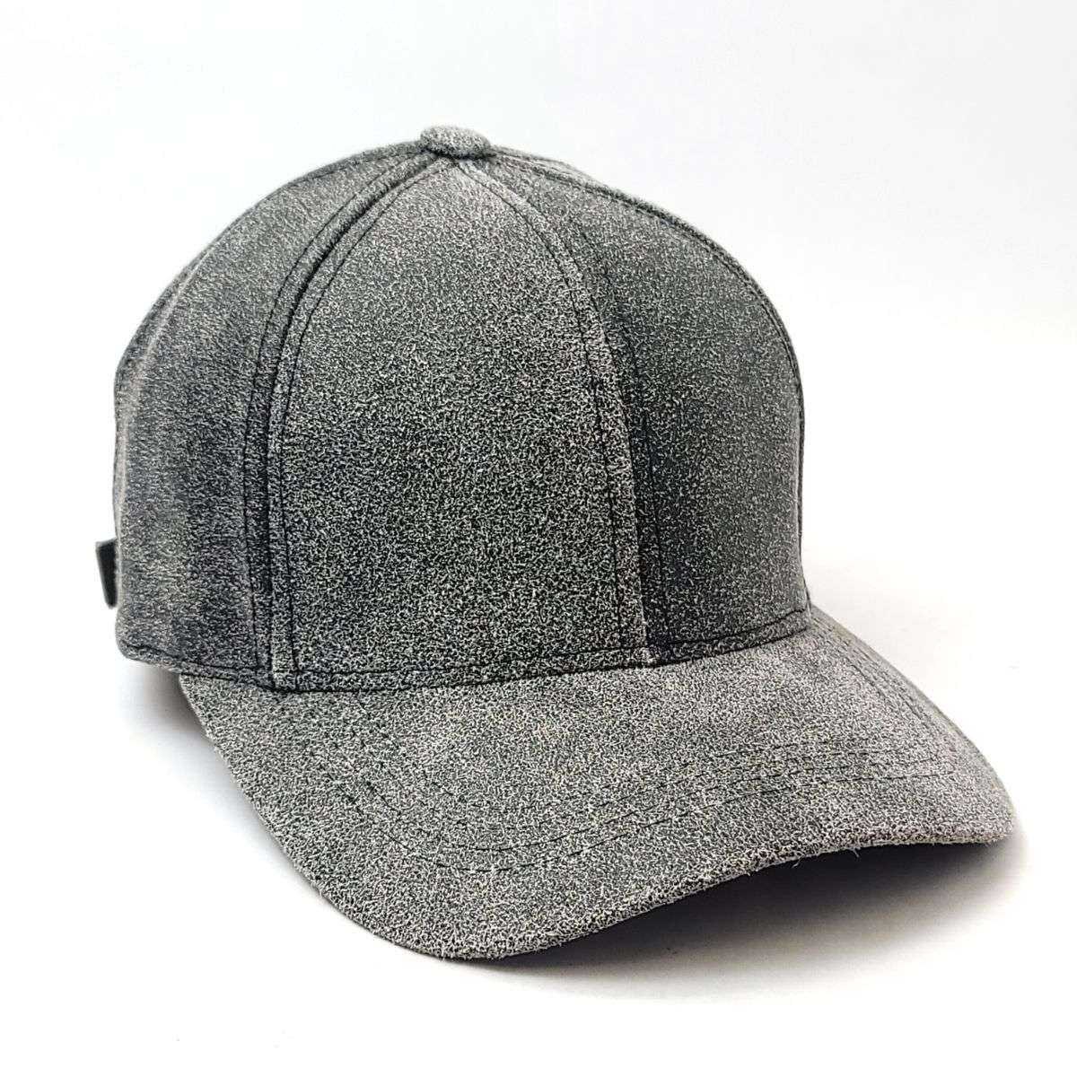Plain Genuine Leather Baseball Cap - Multi Colours, OSFA, Made in USA Distressed Black OSFA Plain Cap