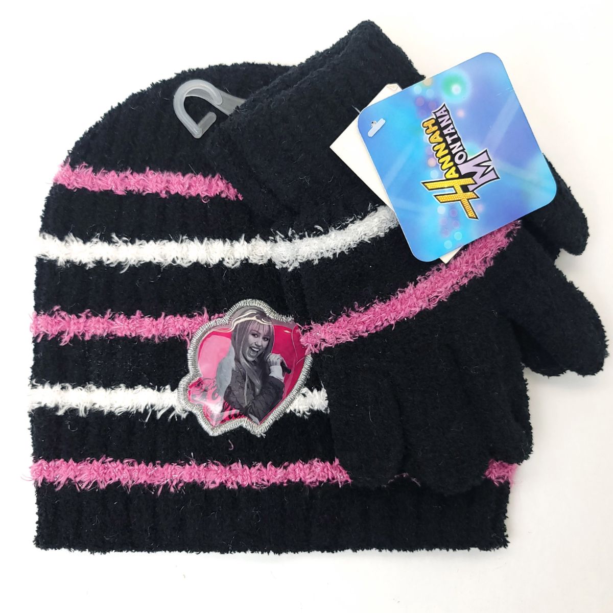 Youth - Hannah Montana, 2pcs set, Winter Beanie & Gloves set Black Youth Youths