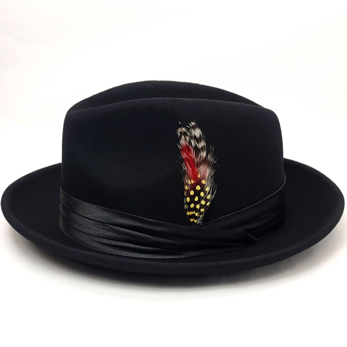 Fedora - FD319BK, 100% Wool with Rolled Up Brim with Folds, Black, Small to XLarge Fashion Hat