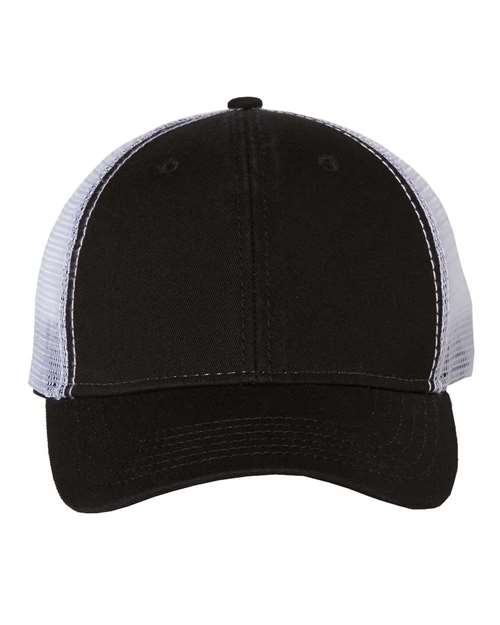 Bio-Washed Trucker Cap - - 482 Black White Adjustable 27195 Adjustable Adult AH80 Company Store Hats Company Store Headwear Company Store Style Guide Cotton Cotton - Over 50% Embroidered Fitness and Wellness Go To Fashion Hats Headwear Hook and Loop Mens & Unisex Mesh Mesh Back Mid Profiles No Visible Logos One Size Open Backs Polyester Pre-Curved Visor School & Team Screen Print Six-Panel Socially Conscious Manufacturing Structured Sustainable Manufacturing Sustainable Styles Truckers Valucap