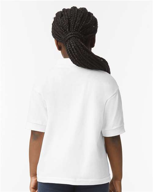 Gildan 8800B, Youth Dryblend Jersey Polo, White