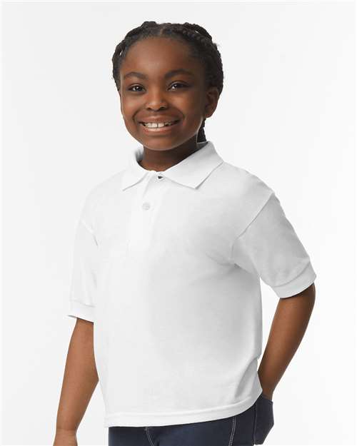 Gildan 8800B, Youth Dryblend Jersey Polo, White