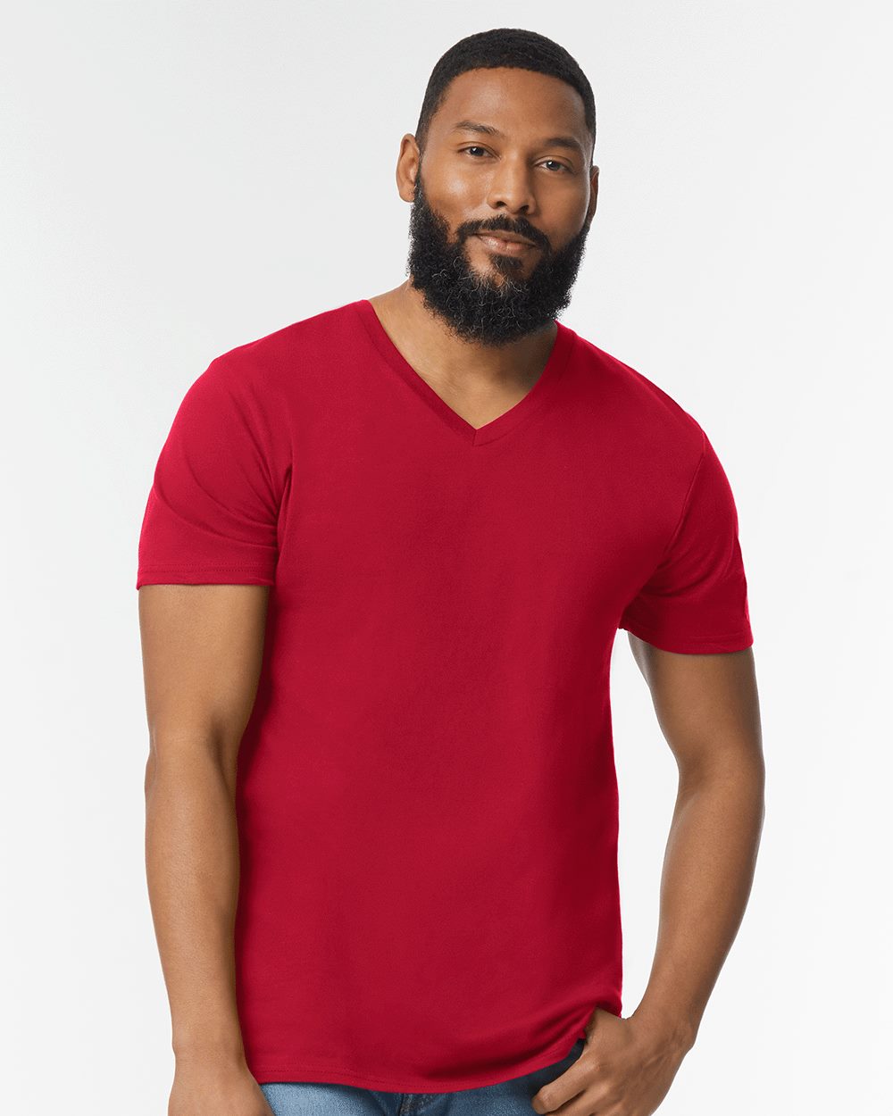 Gildan 64V00, Unisex Softstyle V-neck T-shirt, Black