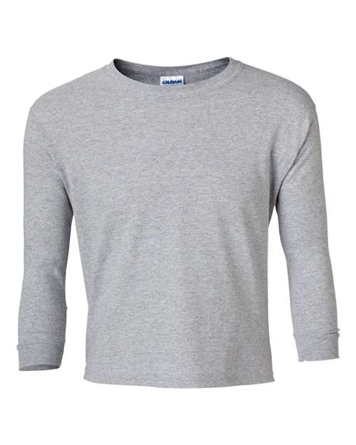 Ultra Cotton® Youth Long Sleeve T-Shirt - - 583 Sport Grey L 2400B 34060 6-6.9 oz Best Selling Brands Cotton Cotton - 100% Cotton - Over 50% Crewneck Cuffed / Cuffs Gildan Go To Basics Long Sleeves No Visible Logos Regular (5-6 oz) School & Team Screen Print Self Collar Side Seams T-Shirts T-Shirts - Long Sleeve Tear Away Tops Unisex Youth
