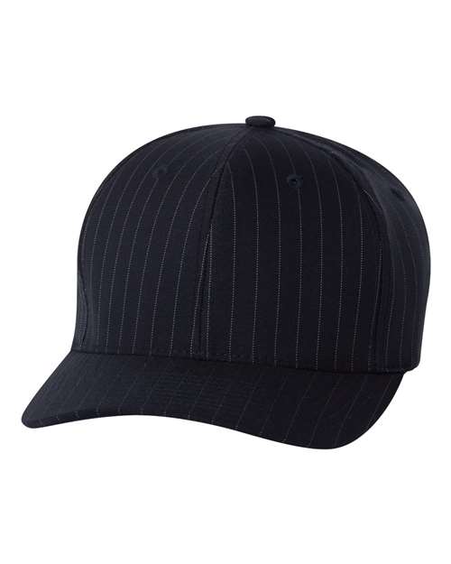 Pinstripe Cap - - 1362 Navy S M 6195P 82395 Adult Blends Embroidered Fitness and Wellness Fitted Flexfit Hats Headwear Mens & Unisex Mid Profiles No Treatment No Visible Logos Patterns and Prints Polyester Polyester - Over 50% Pre-Curved Visor Screen Print Six-Panel Spandex Stars & Stripes Stripes Structured