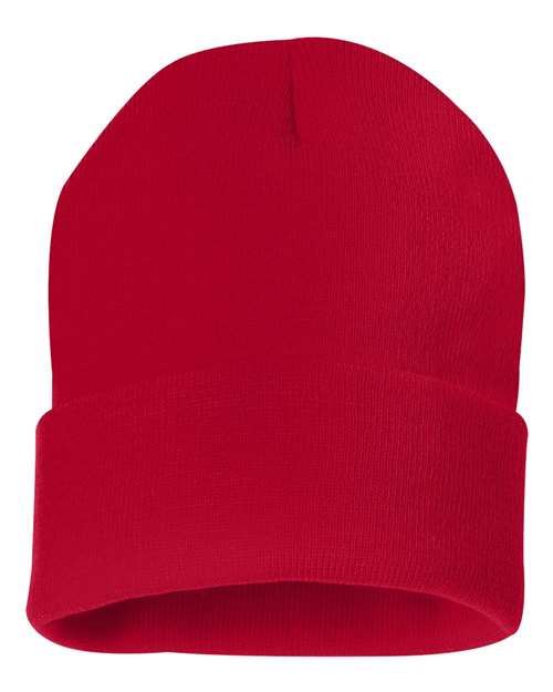 Sportsman SP12, 12" Solid Cuffed Beanie, Red