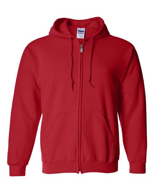 Gildan 18600, Unisex Heavy Blend Full-zip Hooded Sweatshirt, Red