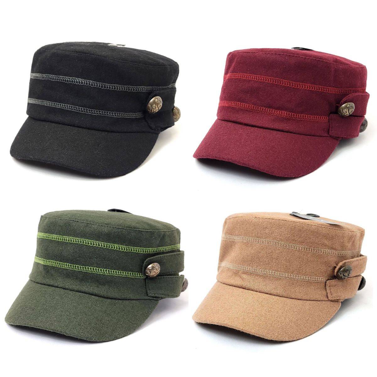 Cadet Cap - Buttons Decor, HC0717, Multi-Coloured Military Cap