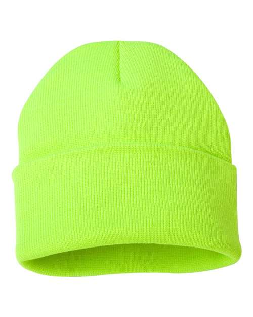 Sportsman SP12, 12" Solid Cuffed Beanie, Safety Yellow