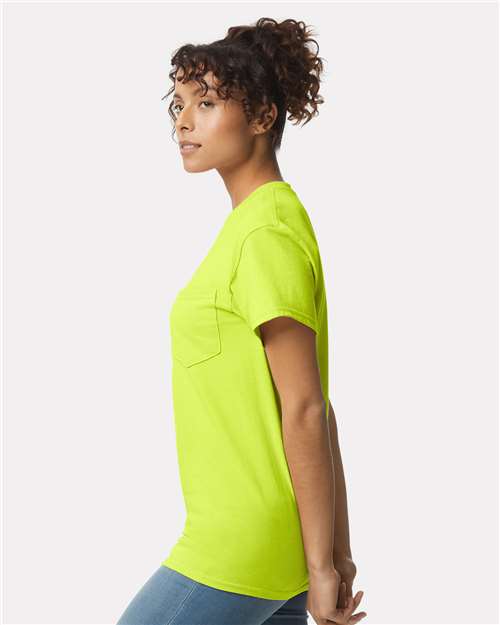 Gildan 2300, Unisex Ultra Cotton Pocket T-shirt, Safety Green