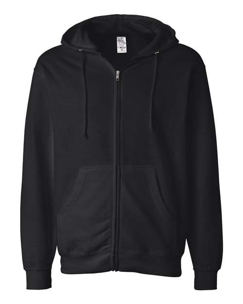 Independent Trading Co. SS4500Z, Unisex Midweight Full-zip Hooded Sweatshirt, Black
