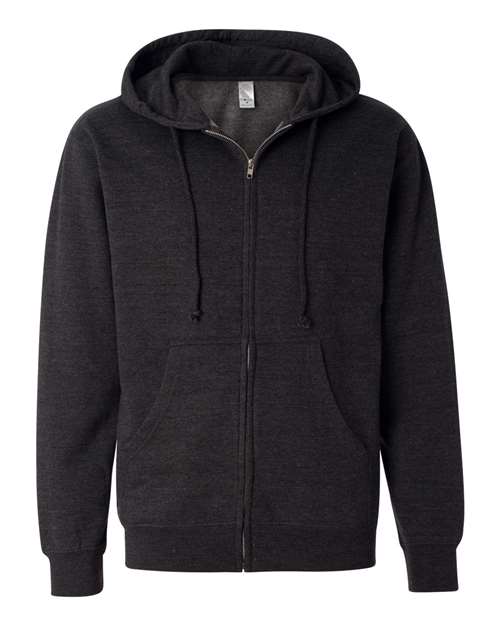 Independent Trading Co. SS4500Z, Unisex Midweight Full-zip Hooded Sweatshirt, Charcoal Heather