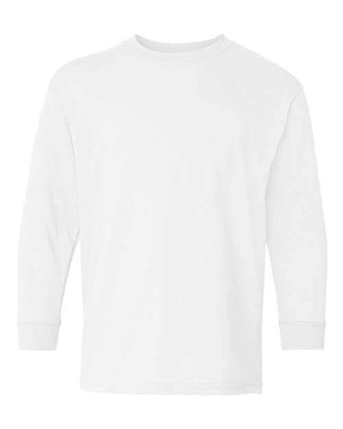 Gildan 5400B, Youth Heavy Cotton Long Sleeve T-shirt, White