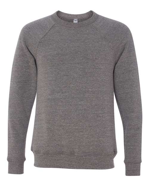 BELLA + CANVAS 3901, Unisex Sponge Fleece Raglan Crewneck Sweatshirt, Grey Triblend