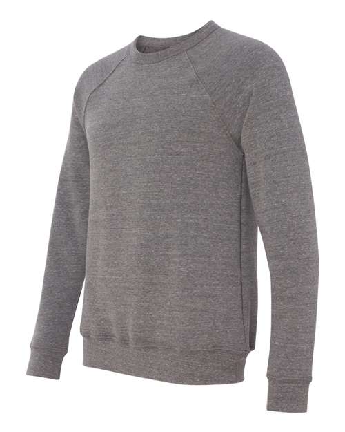 BELLA + CANVAS 3901, Unisex Sponge Fleece Raglan Crewneck Sweatshirt, Grey Triblend