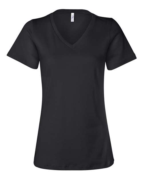 BELLA + CANVAS 6405, Women’s Relaxed Jersey V-neck Tee, Black