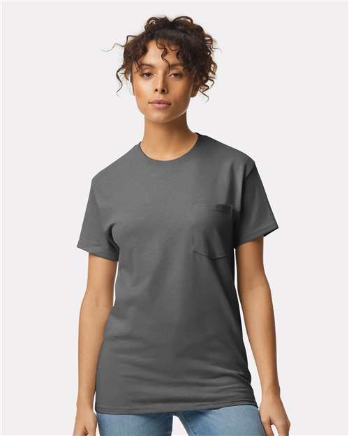 Unisex Ultra Cotton® Pocket T-Shirt - - 155 Charcoal 07060 2300 6-6.9 oz Adult Best Selling Brands Core T-Shirts Cotton Cotton - 100% Cotton - Over 50% Crewneck Eco-Friendly Gildan Go To Basics High Visibility Mens & Unisex No Visible Logos Outdoor Workwear Pockets Regular (5-6 oz) Safety Screen Print Self Collar Short Sleeves Socially Conscious Manufacturing Soft Cotton Technology Styles Sustainable Manufacturing Sustainable Styles T-Shirts T-Shirts - Premium Tear Away Tops Unisex Workwear