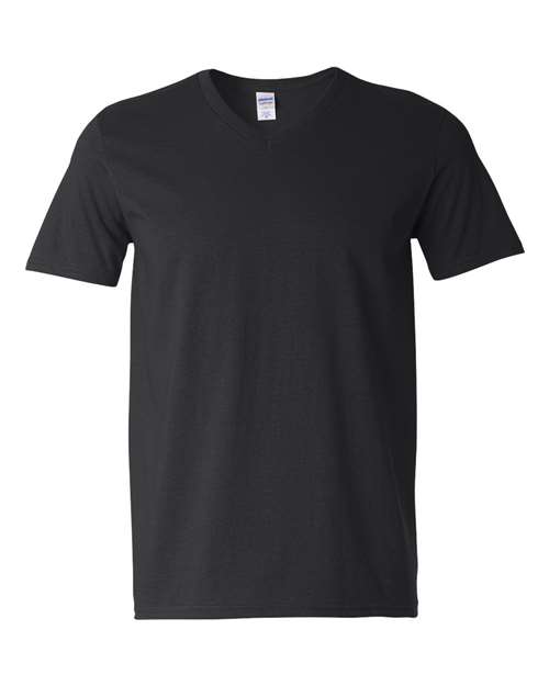 Gildan 64V00, Unisex Softstyle V-neck T-shirt, Black