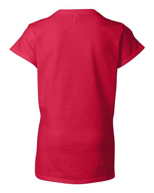 Gildan 64V00L, Women's Softstyle V-neck T-shirt, Cherry Red