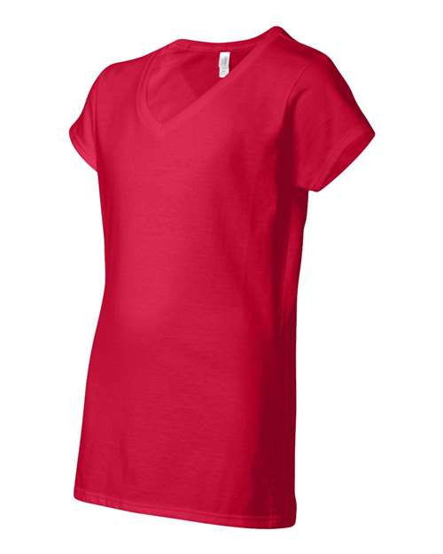 Gildan 64V00L, Women's Softstyle V-neck T-shirt, Cherry Red