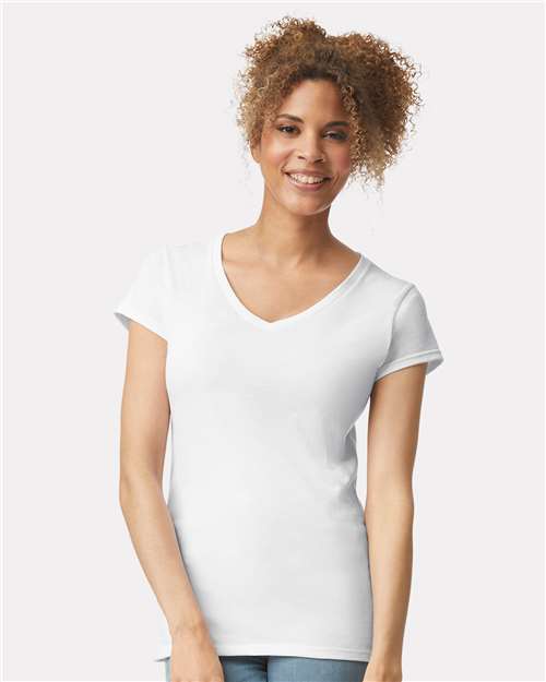 Gildan 64V00L, Women's Softstyle V-neck T-shirt, White