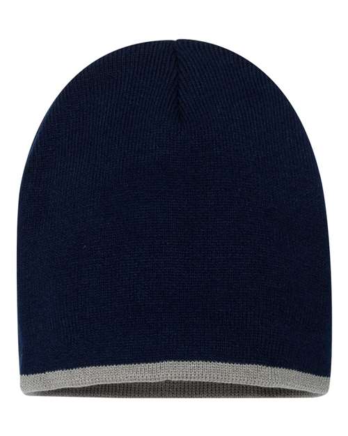 8" Bottom-Striped Beanie - - 2177 Navy Grey One Size 81295 Adult Beanies Company Store Beanies Company Store Headwear Company Store Style Guide Fitness and Wellness Go To Basics Headwear Knit Mens & Unisex No Visible Logos One Size Outerwear Patterns and Prints Ribbed School & Team Socially Conscious Manufacturing SP09 Sportsman Stars & Stripes Stripes Sustainable Styles Uncuffed Beanies