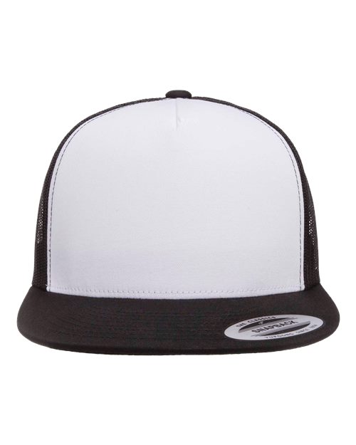 YP Classics 6006, Classic Five-panel Trucker Cap, Black/ White/ Black