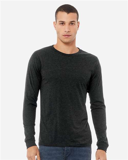 BELLA + CANVAS 3513, Unisex Triblend Long Sleeve Tee, Charcoal Black Triblend