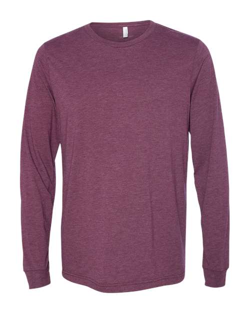 BELLA + CANVAS 3513, Unisex Triblend Long Sleeve Tee, Maroon Triblend