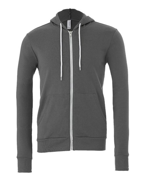 BELLA + CANVAS 3739, Unisex Sponge Fleece Full-zip Hoodie Sweatshirt, Asphalt