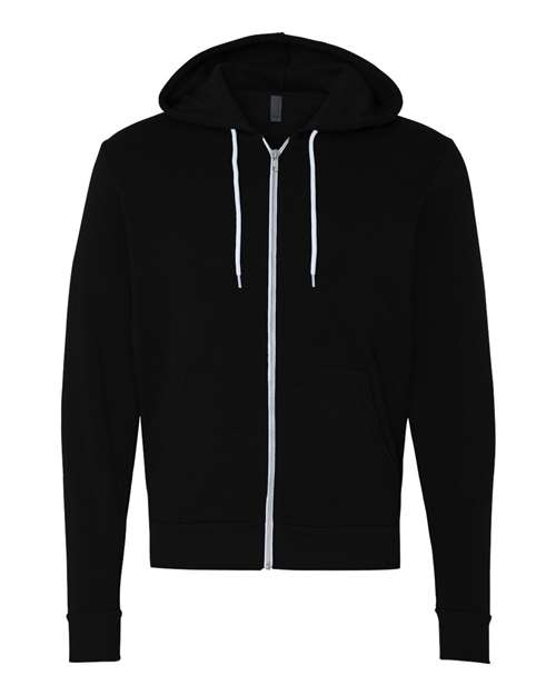 BELLA + CANVAS 3739, Unisex Sponge Fleece Full-zip Hoodie Sweatshirt, Black