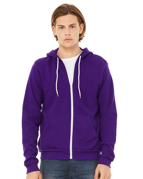 Unisex Sponge Fleece Full-Zip Hoodie Sweatshirt - Team Purple -  - 2769