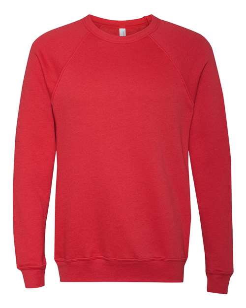 BELLA + CANVAS 3901, Unisex Sponge Fleece Raglan Crewneck Sweatshirt, Red