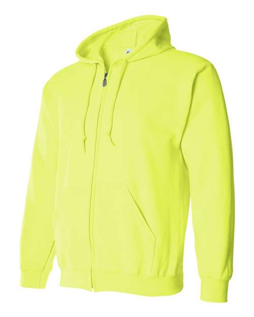 Gildan 18600, Unisex Heavy Blend Full-zip Hooded Sweatshirt, Safety Green