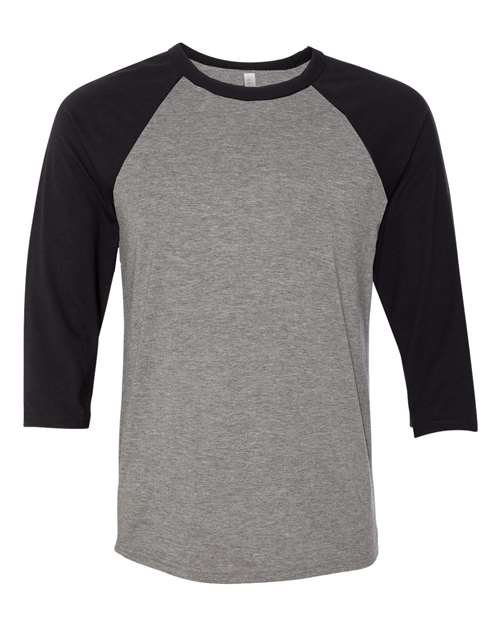 BELLA + CANVAS 3200, Unisex Three-quarter Sleeve Baseball Tee, Deep Heather/ Black