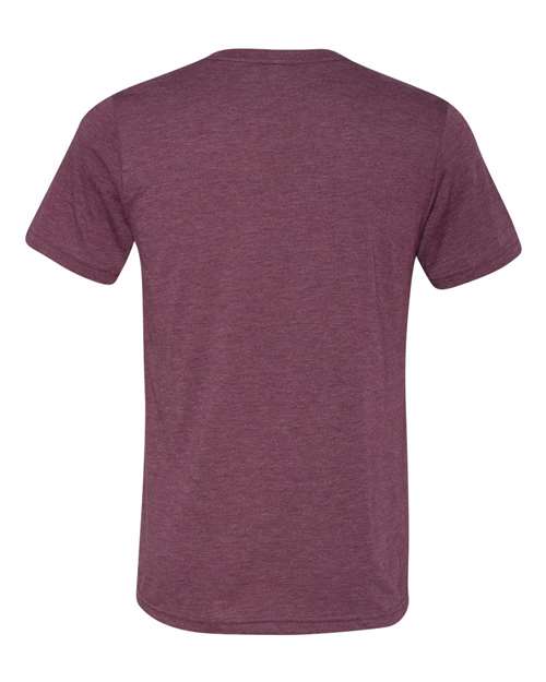 BELLA + CANVAS 3415, Unisex Triblend V-neck Tee, Maroon Triblend