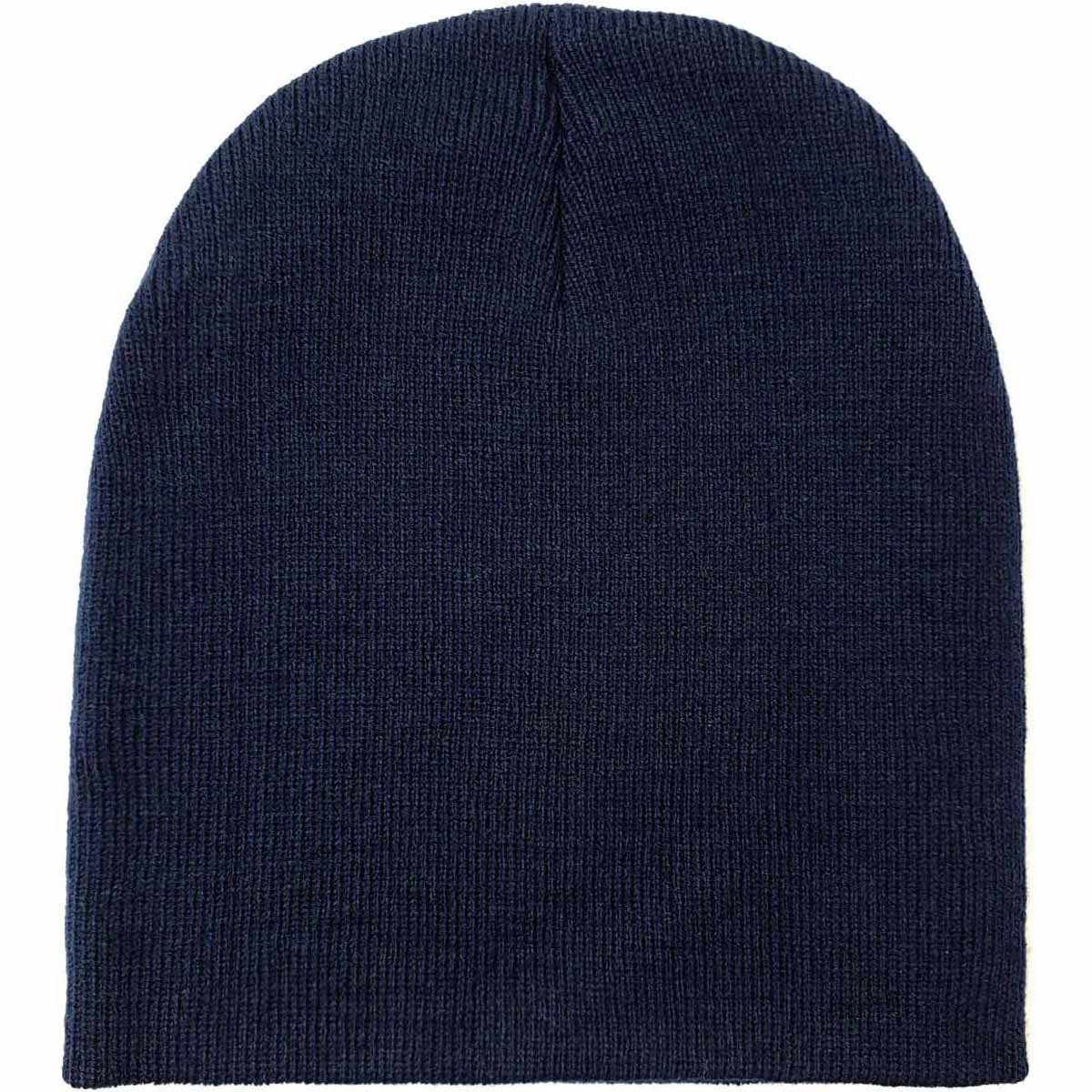Plain Beanie - No Cuff Navy OSFA Dozen Special