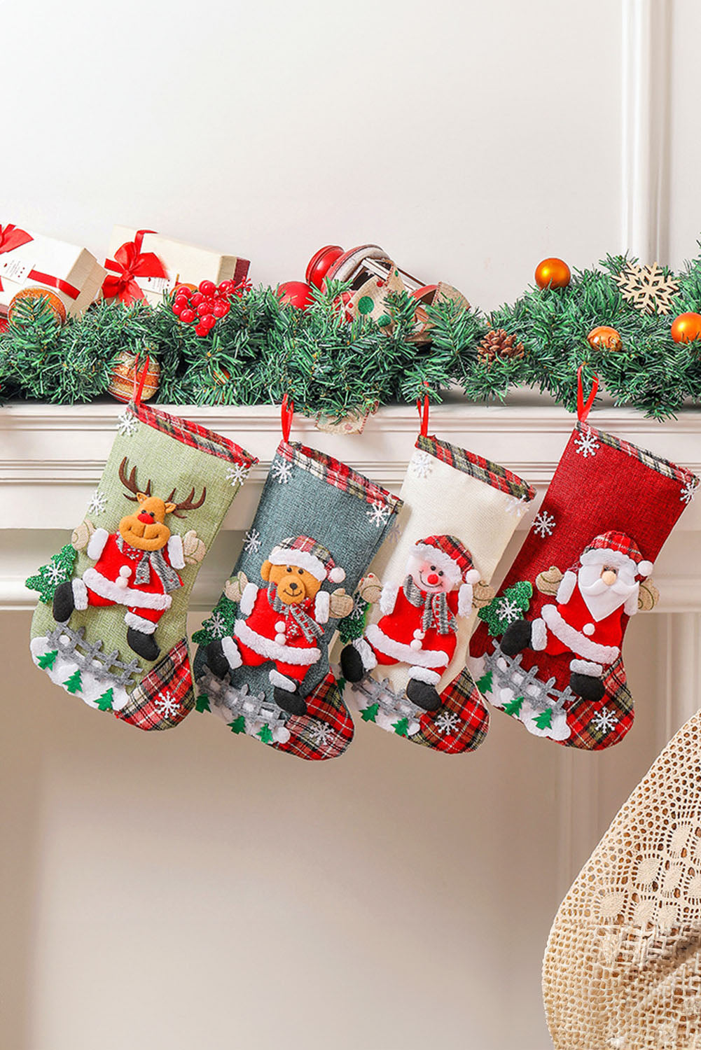 Fiery Red Christmas Holiday Home Hanging Décor Stocking Fiery Red ONE SIZE Color Black Color Red Day Christmas red stocking stockings