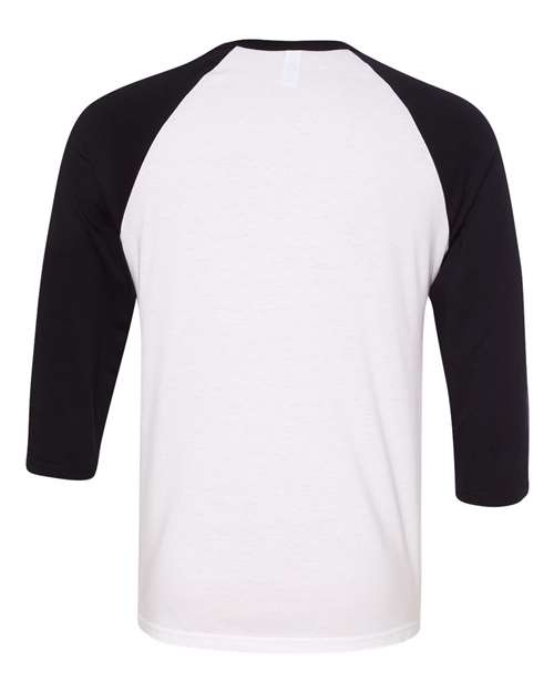 BELLA + CANVAS 3200, Unisex Three-quarter Sleeve Baseball Tee, White/ Black