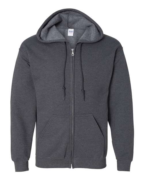 Gildan 18600, Unisex Heavy Blend Full-zip Hooded Sweatshirt, Dark Heather