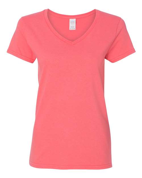 Women's Heavy Cotton™ V-Neck T-Shirt - - 3461 Coral Silk 11760 5-5.9 oz 5V00L Best Selling Brands Core T-Shirts Cotton Cotton - 100% Cotton - Over 50% Eco-Friendly Fitted Gildan Go To Basics Missy No Visible Logos Regular (5-6 oz) Self Collar Short Sleeves Side Seams Socially Conscious Manufacturing Soft Cotton Technology Styles Sustainable Manufacturing Sustainable Styles T-Shirts T-Shirts - Premium Tear Away Tops V-Neck What's New CA Womens