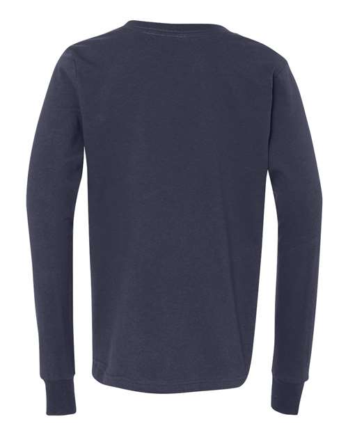 BELLA + CANVAS 3501Y, Youth Jersey Long Sleeve Tee, Navy