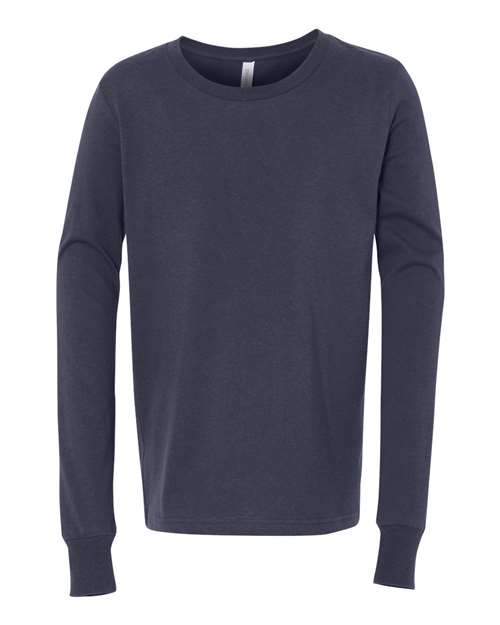 BELLA + CANVAS 3501Y, Youth Jersey Long Sleeve Tee, Navy