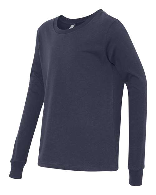 BELLA + CANVAS 3501Y, Youth Jersey Long Sleeve Tee, Navy