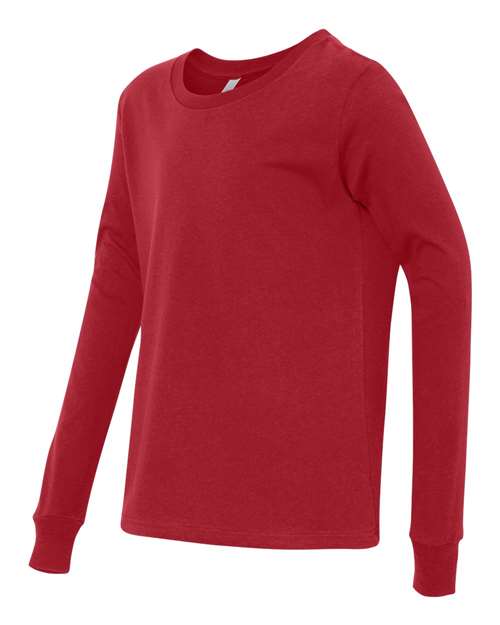 BELLA + CANVAS 3501Y, Youth Jersey Long Sleeve Tee, Red