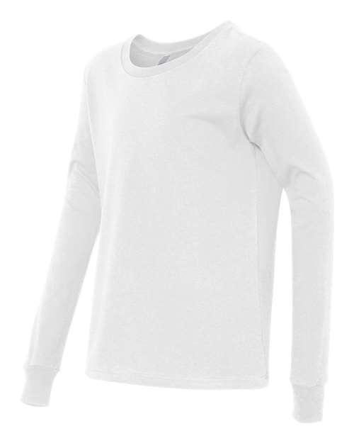 BELLA + CANVAS 3501Y, Youth Jersey Long Sleeve Tee, White