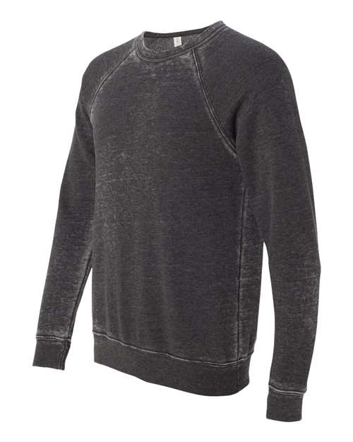 BELLA + CANVAS 3901, Unisex Sponge Fleece Raglan Crewneck Sweatshirt, Grey Acid Wash
