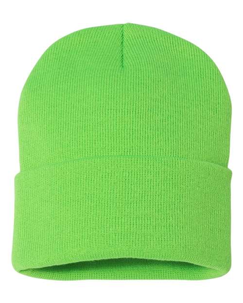 Sportsman SP12, 12" Solid Cuffed Beanie, Neon Green