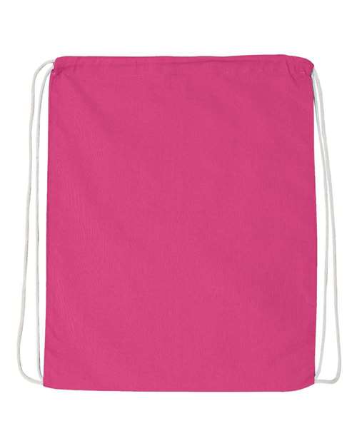 Q-Tees Q4500, Economical Cotton Drawstring Bag, Hot Pink